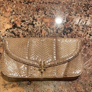 Marcel Alligator Clutch/ Shoulder Bag with gold clasp like new